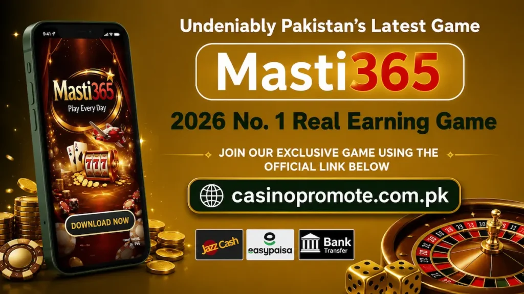Masti365 Casino Promote Pakistan official download banner with casinopromote.com.pk